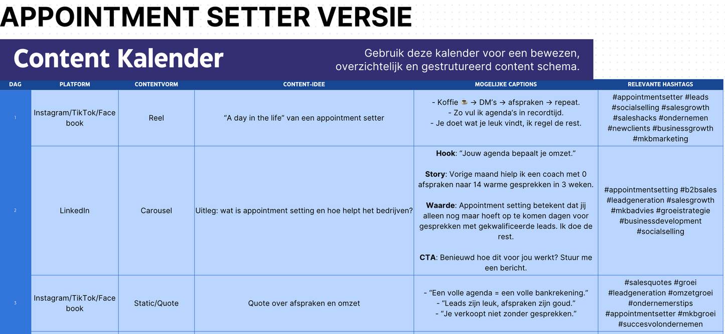 CONTENT KALENDER: 30 DAGEN
